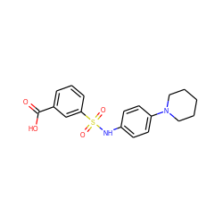 O=C(O)c1cccc(S(=O)(=O)Nc2ccc(N3CCCCC3)cc2)c1 ZINC000007785611