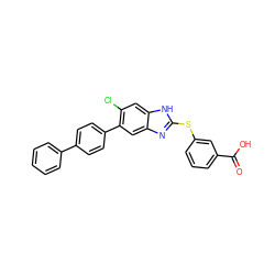 O=C(O)c1cccc(Sc2nc3cc(-c4ccc(-c5ccccc5)cc4)c(Cl)cc3[nH]2)c1 ZINC000200490931