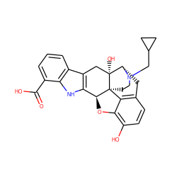 O=C(O)c1cccc2c3c([nH]c12)[C@@H]1Oc2c(O)ccc4c2[C@@]12CCN(CC1CC1)[C@@H](C4)[C@]2(O)C3 ZINC000136062459