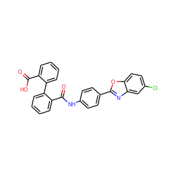 O=C(O)c1ccccc1-c1ccccc1C(=O)Nc1ccc(-c2nc3cc(Cl)ccc3o2)cc1 ZINC000002365907