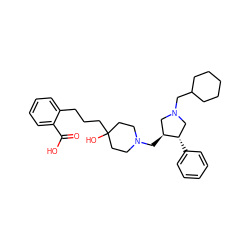 O=C(O)c1ccccc1CCCC1(O)CCN(C[C@H]2CN(CC3CCCCC3)C[C@@H]2c2ccccc2)CC1 ZINC000013819406