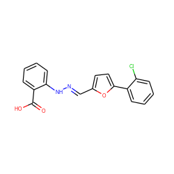 O=C(O)c1ccccc1N/N=C/c1ccc(-c2ccccc2Cl)o1 ZINC000004902270