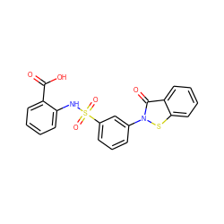 O=C(O)c1ccccc1NS(=O)(=O)c1cccc(-n2sc3ccccc3c2=O)c1 ZINC000009335490