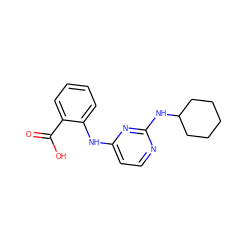 O=C(O)c1ccccc1Nc1ccnc(NC2CCCCC2)n1 ZINC000014960261