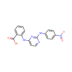 O=C(O)c1ccccc1Nc1ccnc(Nc2ccc([N+](=O)[O-])cc2)n1 ZINC000014960315