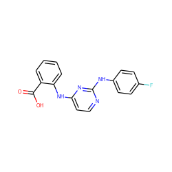 O=C(O)c1ccccc1Nc1ccnc(Nc2ccc(F)cc2)n1 ZINC000014960292