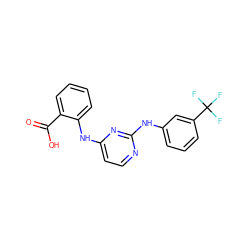 O=C(O)c1ccccc1Nc1ccnc(Nc2cccc(C(F)(F)F)c2)n1 ZINC000014960307