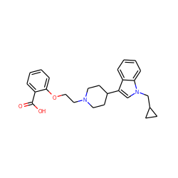 O=C(O)c1ccccc1OCCN1CCC(c2cn(CC3CC3)c3ccccc23)CC1 ZINC000013586261