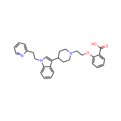 O=C(O)c1ccccc1OCCN1CCC(c2cn(CCc3ccccn3)c3ccccc23)CC1 ZINC000013586270