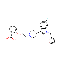 O=C(O)c1ccccc1OCCN1CCC(c2cn(Cc3ccco3)c3cc(F)ccc23)CC1 ZINC000012914483