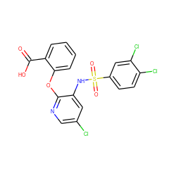 O=C(O)c1ccccc1Oc1ncc(Cl)cc1NS(=O)(=O)c1ccc(Cl)c(Cl)c1 ZINC000035322879