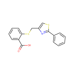 O=C(O)c1ccccc1SCc1csc(-c2ccccc2)n1 ZINC000003235432