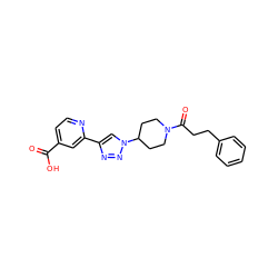 O=C(O)c1ccnc(-c2cn(C3CCN(C(=O)CCc4ccccc4)CC3)nn2)c1 ZINC000473135210