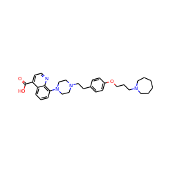 O=C(O)c1ccnc2c(N3CCN(CCc4ccc(OCCCN5CCCCCC5)cc4)CC3)cccc12 ZINC001772657880