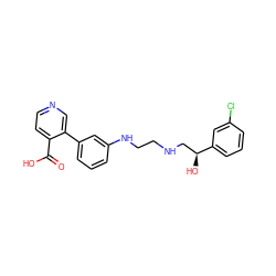 O=C(O)c1ccncc1-c1cccc(NCCNC[C@H](O)c2cccc(Cl)c2)c1 ZINC000011422484