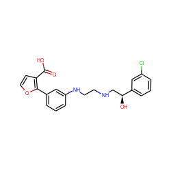 O=C(O)c1ccoc1-c1cccc(NCCNC[C@H](O)c2cccc(Cl)c2)c1 ZINC000001553405