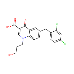 O=C(O)c1cn(CCCO)c2ccc(Cc3ccc(Cl)cc3Cl)cc2c1=O ZINC000040862929