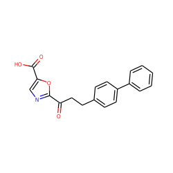 O=C(O)c1cnc(C(=O)CCc2ccc(-c3ccccc3)cc2)o1 ZINC000029135891