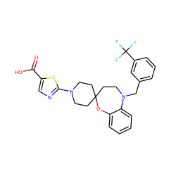 O=C(O)c1cnc(N2CCC3(CC2)CCN(Cc2cccc(C(F)(F)F)c2)c2ccccc2O3)s1 ZINC000068249467