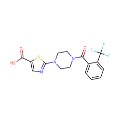 O=C(O)c1cnc(N2CCN(C(=O)c3ccccc3C(F)(F)F)CC2)s1 ZINC000045254195