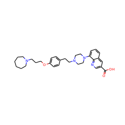 O=C(O)c1cnc2c(N3CCN(CCc4ccc(OCCCN5CCCCCC5)cc4)CC3)cccc2c1 ZINC001772634179