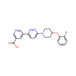 O=C(O)c1cncc(-c2ccc(N3CCC(Oc4ccccc4Br)CC3)nn2)c1 ZINC000043195050