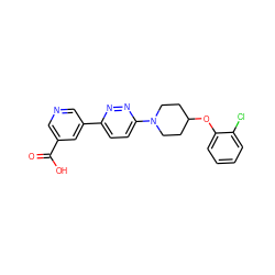 O=C(O)c1cncc(-c2ccc(N3CCC(Oc4ccccc4Cl)CC3)nn2)c1 ZINC000082151490