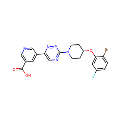 O=C(O)c1cncc(-c2cnc(N3CCC(Oc4cc(F)ccc4Br)CC3)nn2)c1 ZINC000082156258