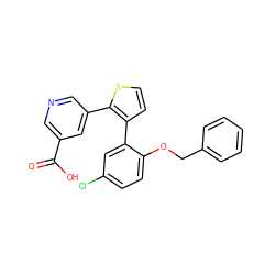 O=C(O)c1cncc(-c2sccc2-c2cc(Cl)ccc2OCc2ccccc2)c1 ZINC000001493950