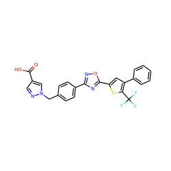 O=C(O)c1cnn(Cc2ccc(-c3noc(-c4cc(-c5ccccc5)c(C(F)(F)F)s4)n3)cc2)c1 ZINC000141073374