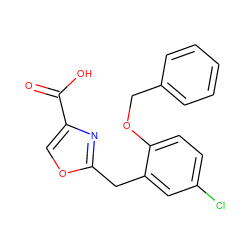 O=C(O)c1coc(Cc2cc(Cl)ccc2OCc2ccccc2)n1 ZINC000029128822