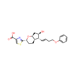 O=C(O)c1csc([C@H]2CC[C@H]3[C@H](C[C@@H](O)[C@@H]3/C=C/CCOc3ccccc3)O2)n1 ZINC000653905726