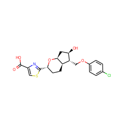 O=C(O)c1csc([C@H]2CC[C@H]3[C@H](C[C@@H](O)[C@@H]3COc3ccc(Cl)cc3)O2)n1 ZINC000653706715