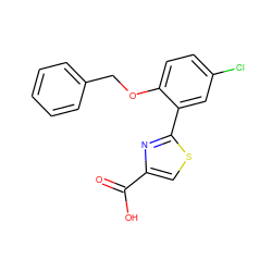 O=C(O)c1csc(-c2cc(Cl)ccc2OCc2ccccc2)n1 ZINC000011801011