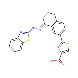 O=C(O)c1csc(-c2ccc3c(c2)/C(=N/Nc2nc4ccccc4s2)CCC3)n1 ZINC000139877876