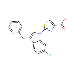 O=C(O)c1csc(-n2cc(Cc3ccccc3)c3ccc(Cl)cc32)n1 ZINC000029044858