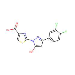 O=C(O)c1csc(-n2nc(-c3ccc(Cl)c(Cl)c3)cc2O)n1 ZINC001772586149