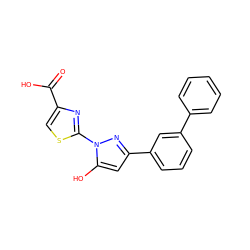 O=C(O)c1csc(-n2nc(-c3cccc(-c4ccccc4)c3)cc2O)n1 ZINC001772628695