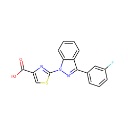 O=C(O)c1csc(-n2nc(-c3cccc(F)c3)c3ccccc32)n1 ZINC000103254814