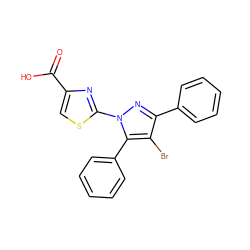 O=C(O)c1csc(-n2nc(-c3ccccc3)c(Br)c2-c2ccccc2)n1 ZINC000103249894