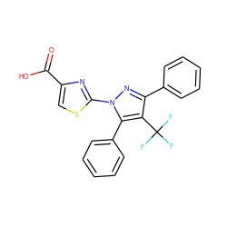 O=C(O)c1csc(-n2nc(-c3ccccc3)c(C(F)(F)F)c2-c2ccccc2)n1 ZINC000103249886