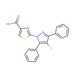 O=C(O)c1csc(-n2nc(-c3ccccc3)c(F)c2-c2ccccc2)n1 ZINC000103249888