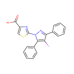 O=C(O)c1csc(-n2nc(-c3ccccc3)c(I)c2-c2ccccc2)n1 ZINC000103249897