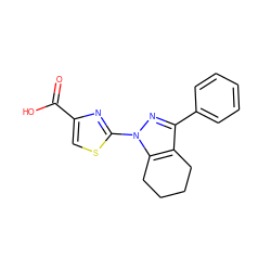 O=C(O)c1csc(-n2nc(-c3ccccc3)c3c2CCCC3)n1 ZINC000103254844