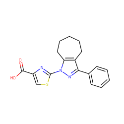 O=C(O)c1csc(-n2nc(-c3ccccc3)c3c2CCCCC3)n1 ZINC000103254846