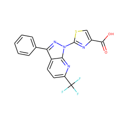 O=C(O)c1csc(-n2nc(-c3ccccc3)c3ccc(C(F)(F)F)nc32)n1 ZINC000116403991