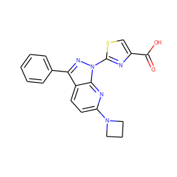 O=C(O)c1csc(-n2nc(-c3ccccc3)c3ccc(N4CCC4)nc32)n1 ZINC000205479135