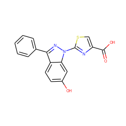 O=C(O)c1csc(-n2nc(-c3ccccc3)c3ccc(O)cc32)n1 ZINC000103254792