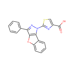 O=C(O)c1csc(-n2nc(-c3ccccc3)c3oc4ccccc4c32)n1 ZINC000103249834