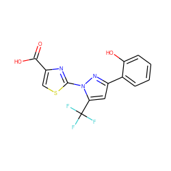 O=C(O)c1csc(-n2nc(-c3ccccc3O)cc2C(F)(F)F)n1 ZINC000005242511